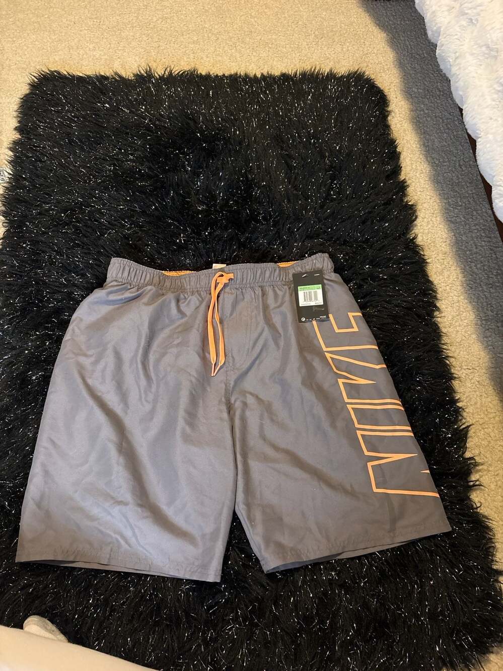 Nike Men's 9” Volley Swim Trunks Board Shorts Gray Orange NESS9508-071